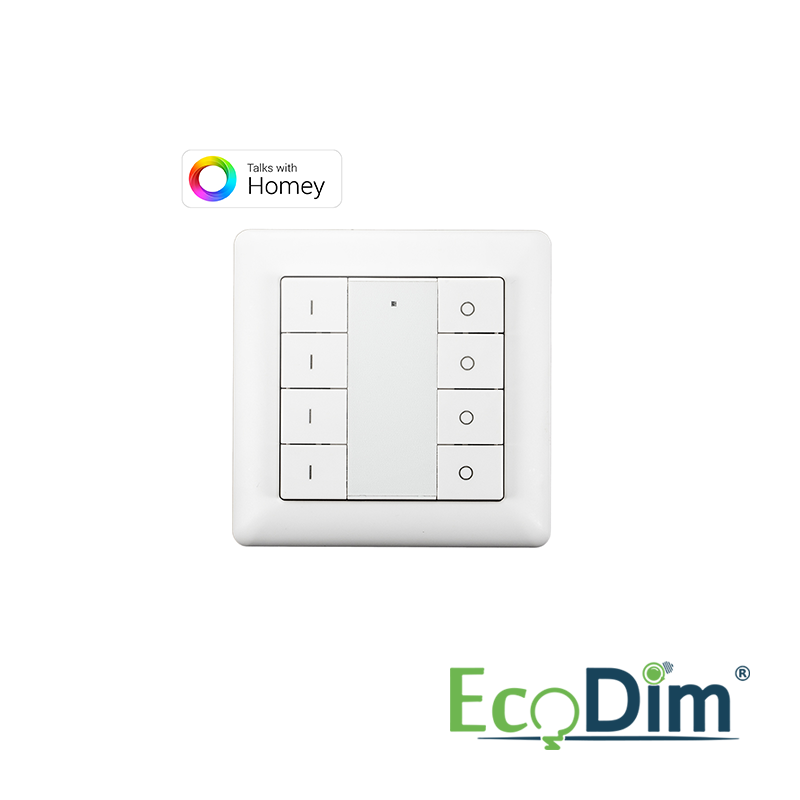 ECODIM DRAADLOZE SCHAKELAAR ZIGBEE 4 GROEPEN WIT