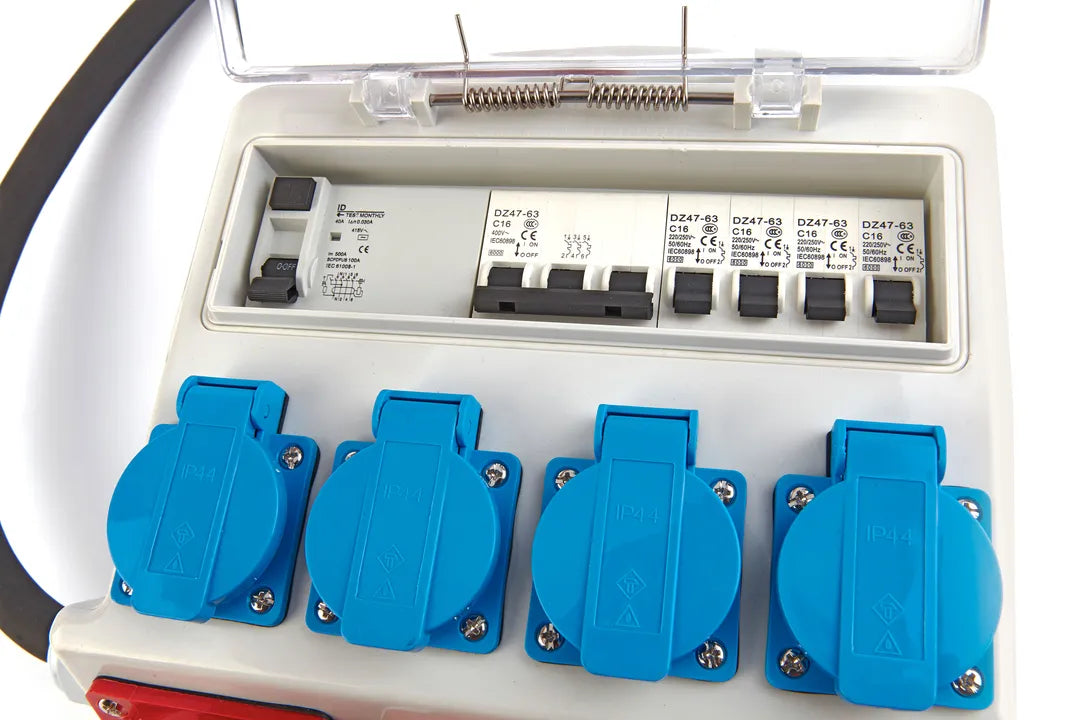 3x 400V & 4x 230V Verdeelblok IP44 – Krachtstroom met Randaarde (32A)