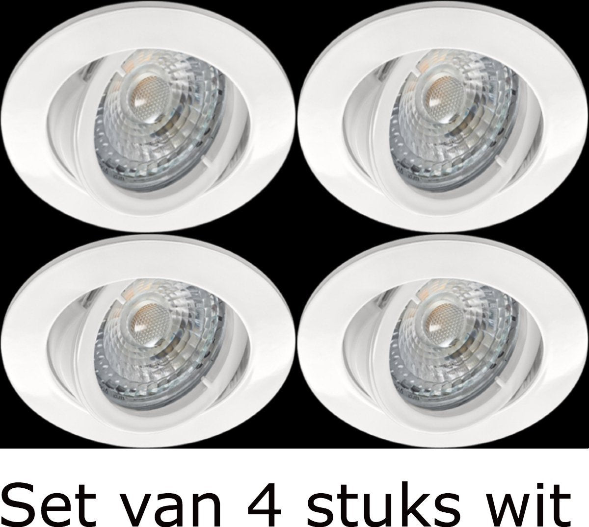 Ronde LED Inbouwspot -SET 4 STUKS– 10W 750 Lumen - 2800K Neutraal Wit - Ø105 mm Kantelbaar Niet Dimbaar