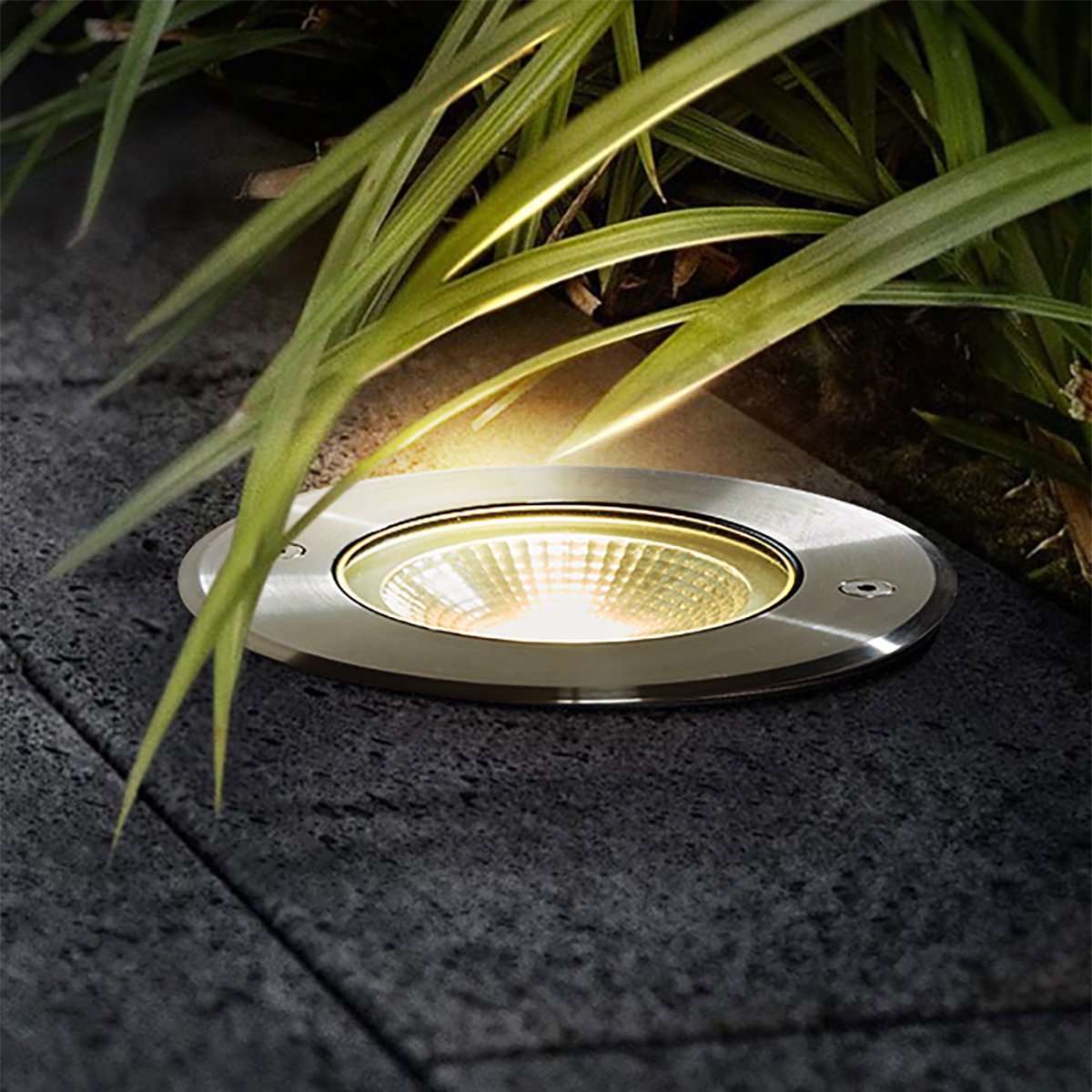 Bodenstrahler Edelstahl gebürstet rund 100mm MDRLED®