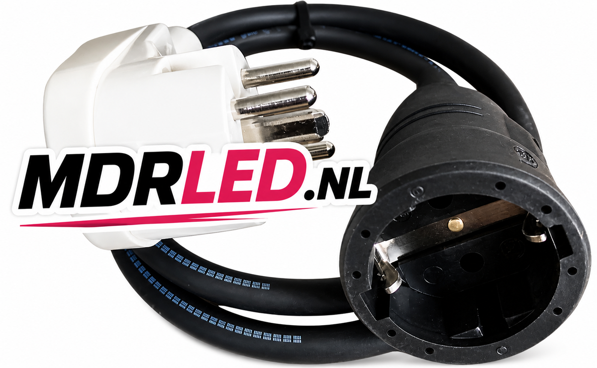 MDRLED® Perilex Verloopkabel 16A | Schuko | 0,5m | IP44