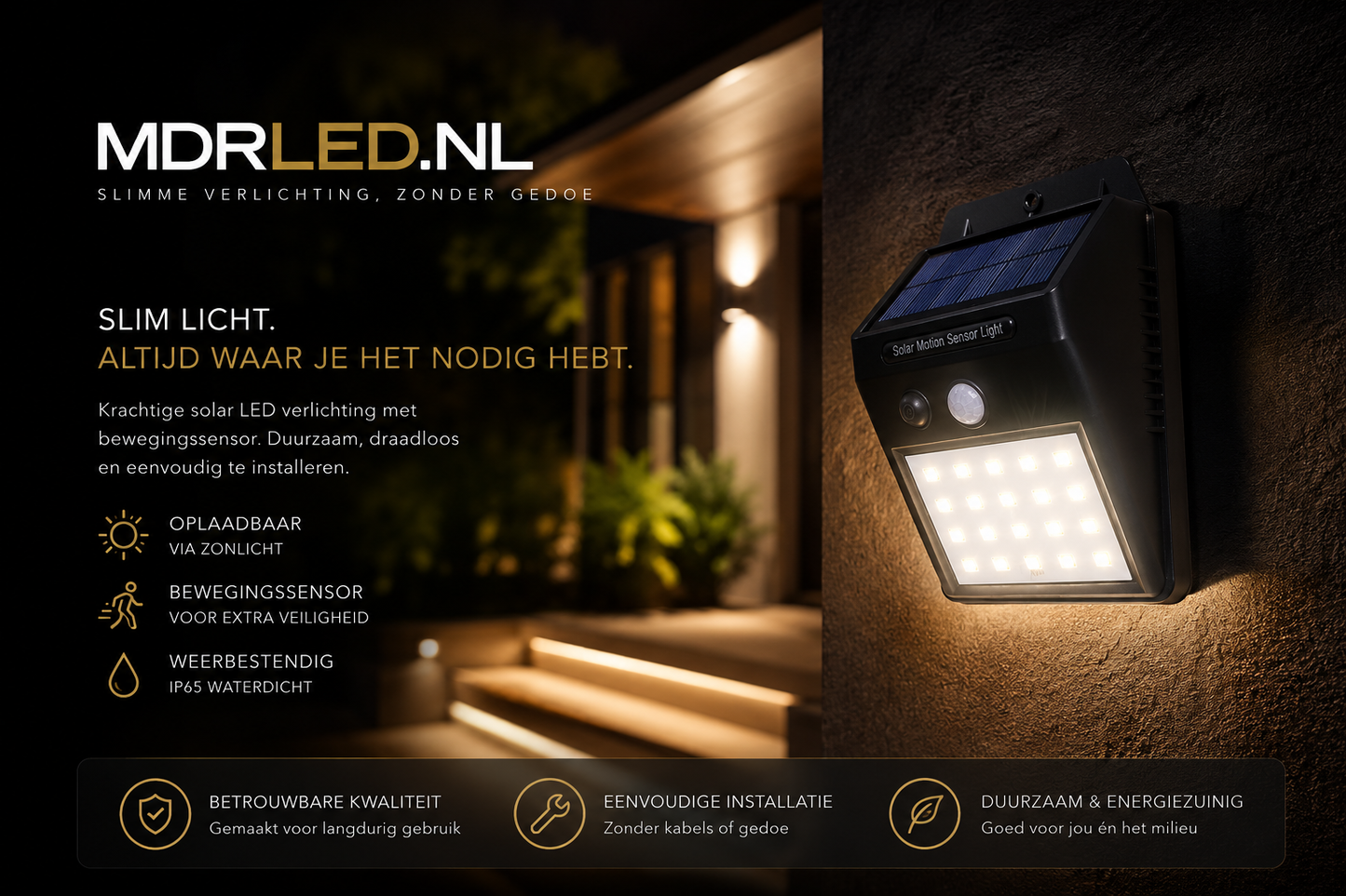 Solar Buitenlamp - Set van 2 Stuks - Bewegingssensor - 20 LED - Waterdicht - Buiten & Tuin sensor - Buitenverlichting op Zonne-energie