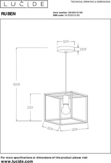 Lucide RUBEN Pendelleuchte – 1xE27 – Schwarz MDRLED