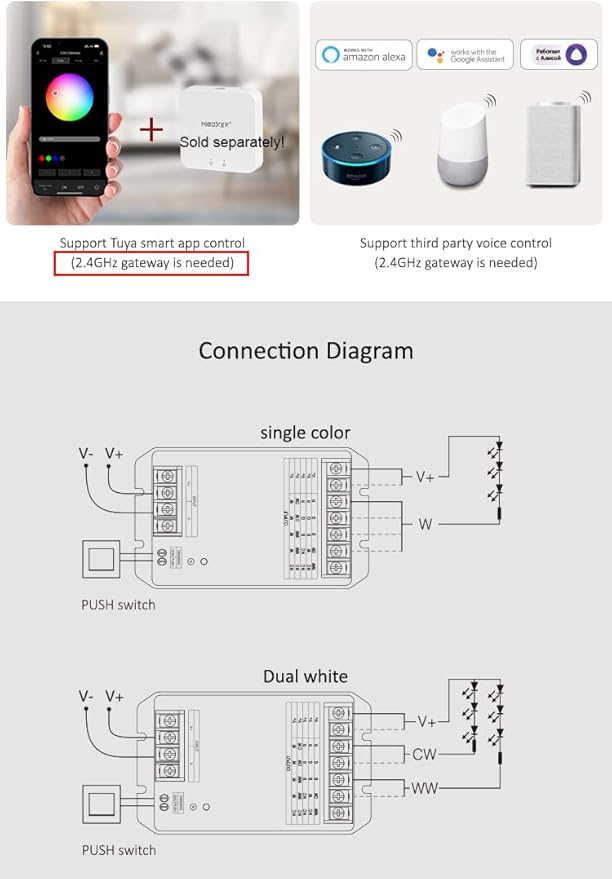 Mi-Light LEDstrip Controller 5 in 1 (12–48V DC)