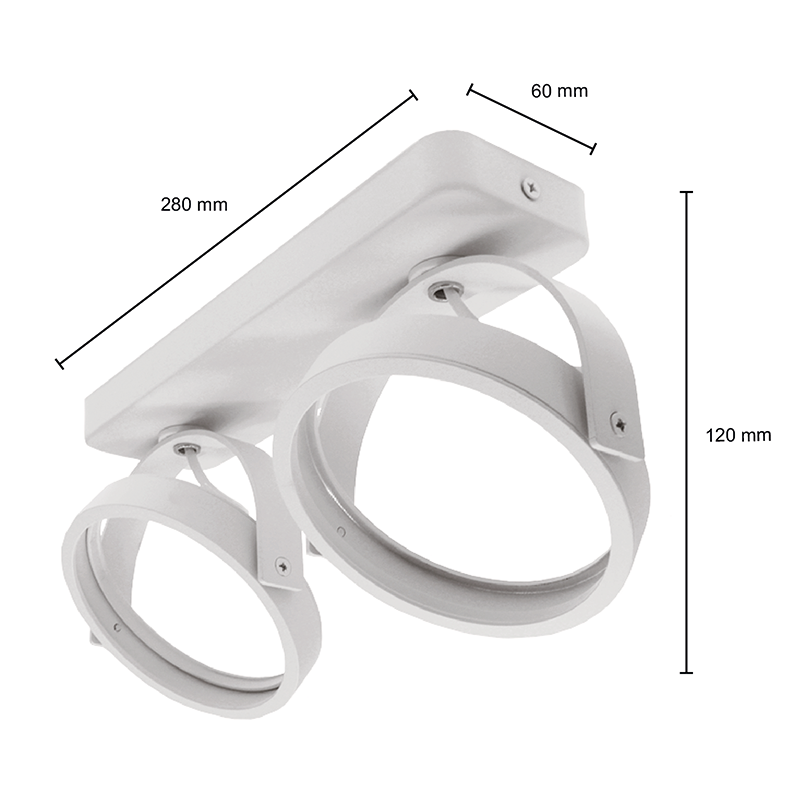 AR111 AUFBAULEUCHTE 2xGU10 FASSUNG WEISS MDRLED®
