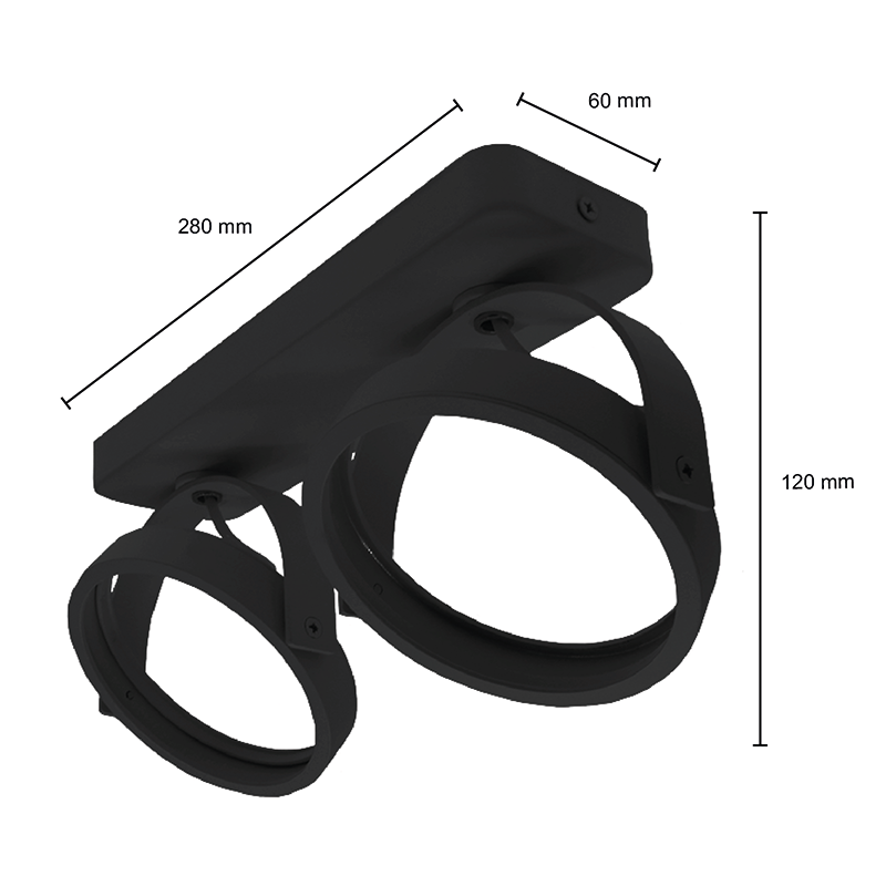 AR111 OPBOUWARMATUUR 2xGU10 FITTING ZWART MDRLED®