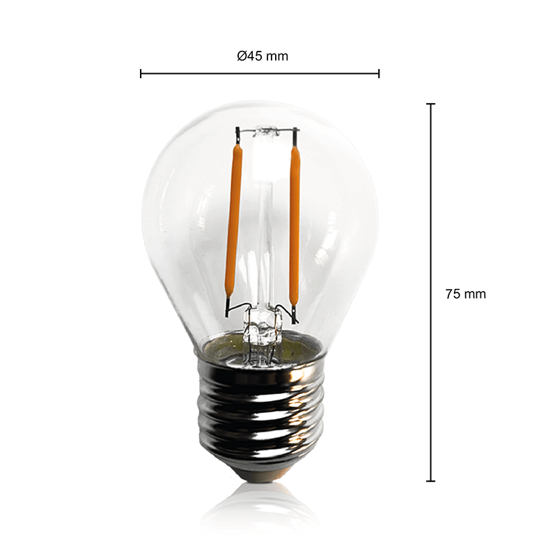 LED FILAMENT E27 G45 HELDER GLAS 1W MDRLED®