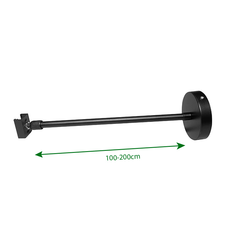 Spanningsrail Ophangsysteem Zwart – Draadstang 100–200cm – 2 Stuks – 3-Fase Rail