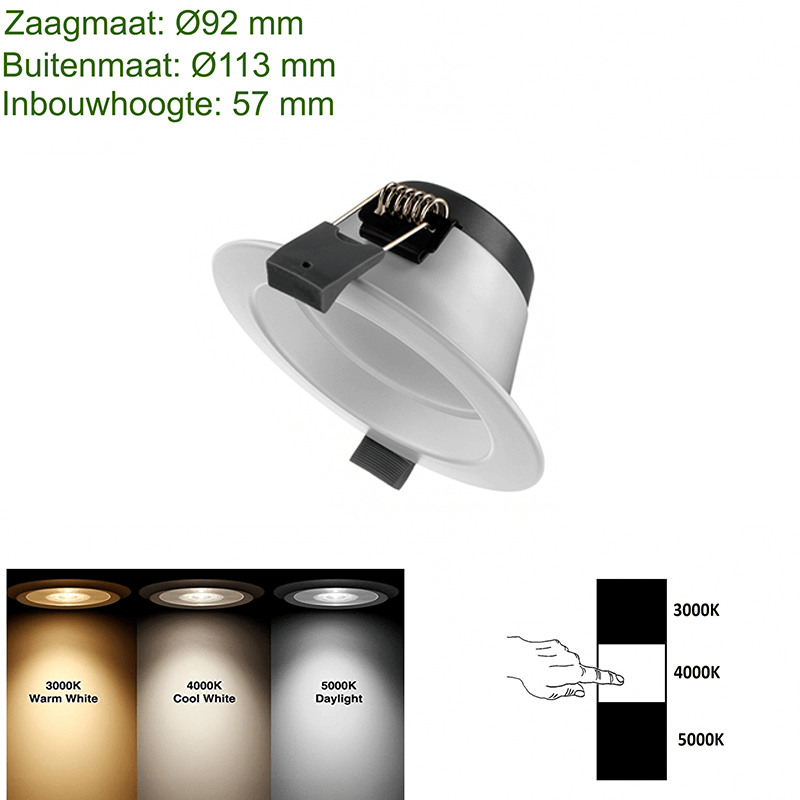 LED DOWNLIGHT Ginevra CCT-SWITCH Ø92 9W