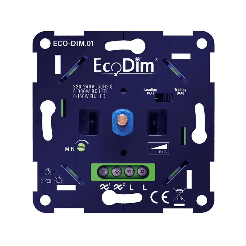 Led dimmer universeel 0-300W Fase aan- en afsnijding (RLC) ECO-DIM.01 MDRLED®