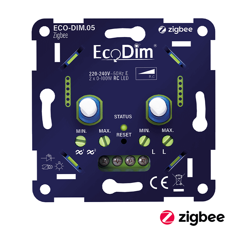 ZIGBEE LED DIMMER DUO 2x 0-100W PHASENABSCHNITT (RC) ECO-DIM.05-ZIGBEE MDRLED®
