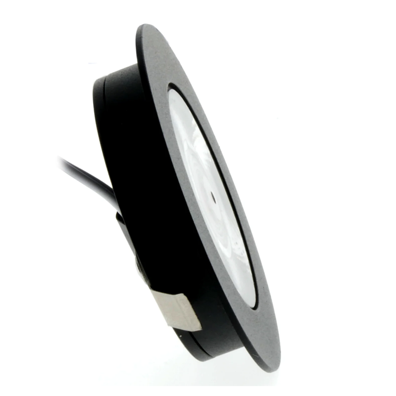 ECODIM | LED-Möbelstrahler | Geringe Einbautiefe | IP54 | WARMWEISS | RUND | SCHWARZ | 55 mm