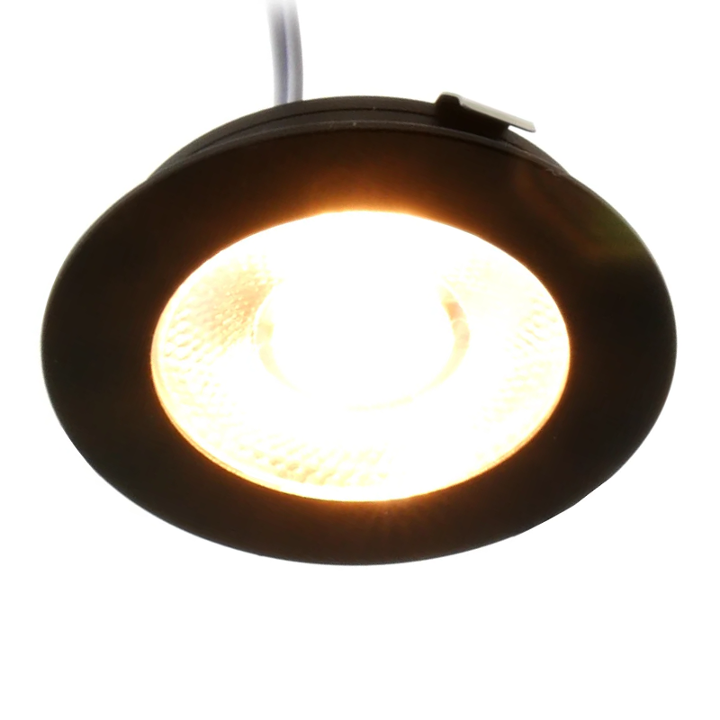 ECODIM | LED-Möbelstrahler | Geringe Einbautiefe | IP54 | WARMWEISS | RUND | SCHWARZ | 55 mm