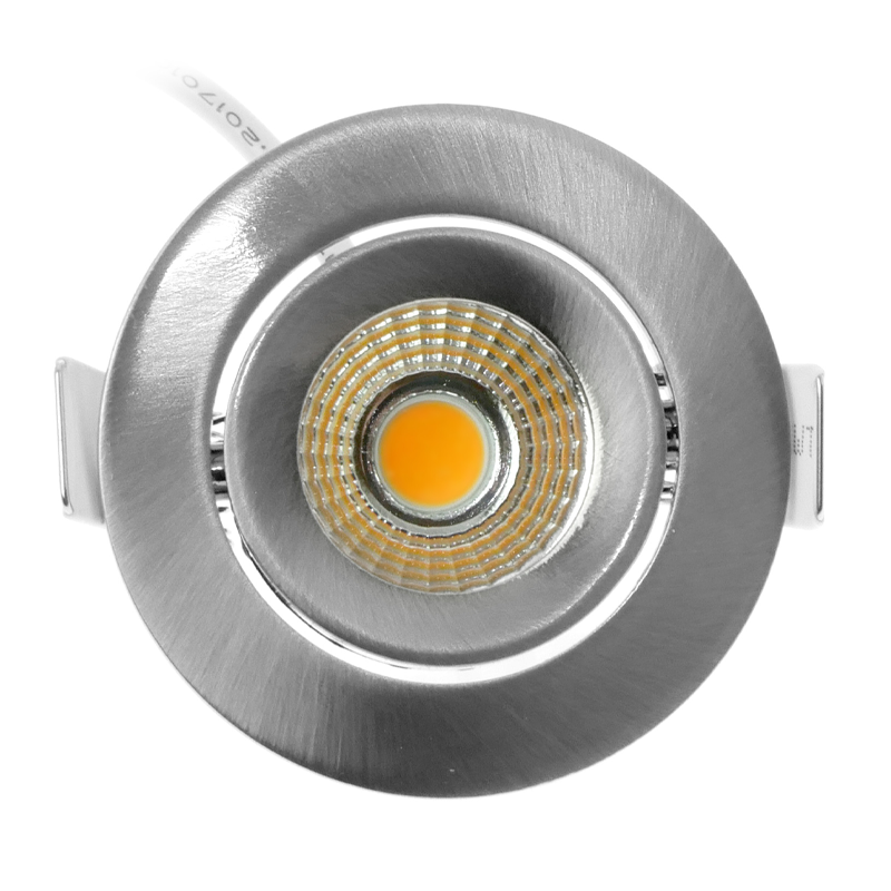 ECODIM ED-10063 LED-Einbaustrahler, geringe Einbautiefe, IP54, Maße zu warm, 55 mm, rund, eingebaut, Nickel.MDRLED®