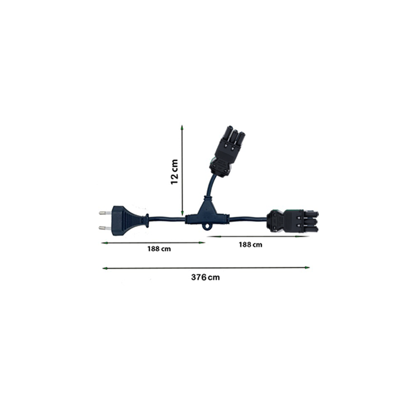 Eurostekker naar 2x / 3x / 4x SWP-3 Stekker | MDRLED® | 2m Kabel | Zwart | 2 Jaar Garantie