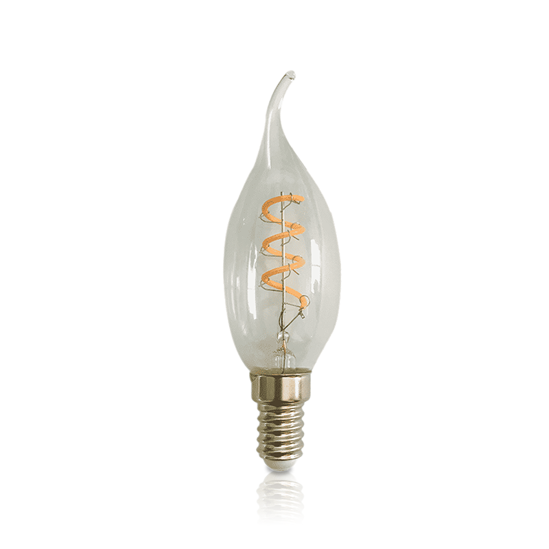 Żarówka LED Filament E14 w kształcie świecy - ściemnialna, przezroczysta, 4 W, 2200 K MDRLED®