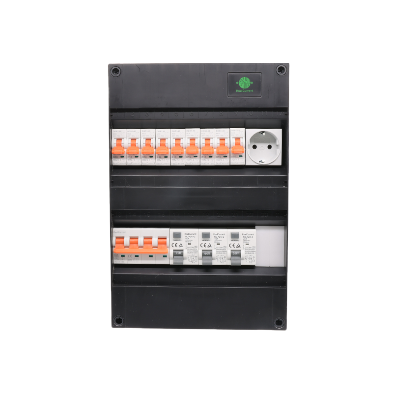 3-Phasen-Box 9x Maschine B16 3x Fehlerstrom-Schutzschalter 30mA 1x MDRLED®-Sockel