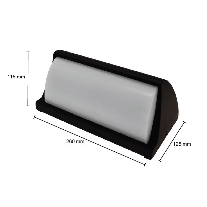 LED BULKHEAD 12W ZWART. 3000K MDRLED®