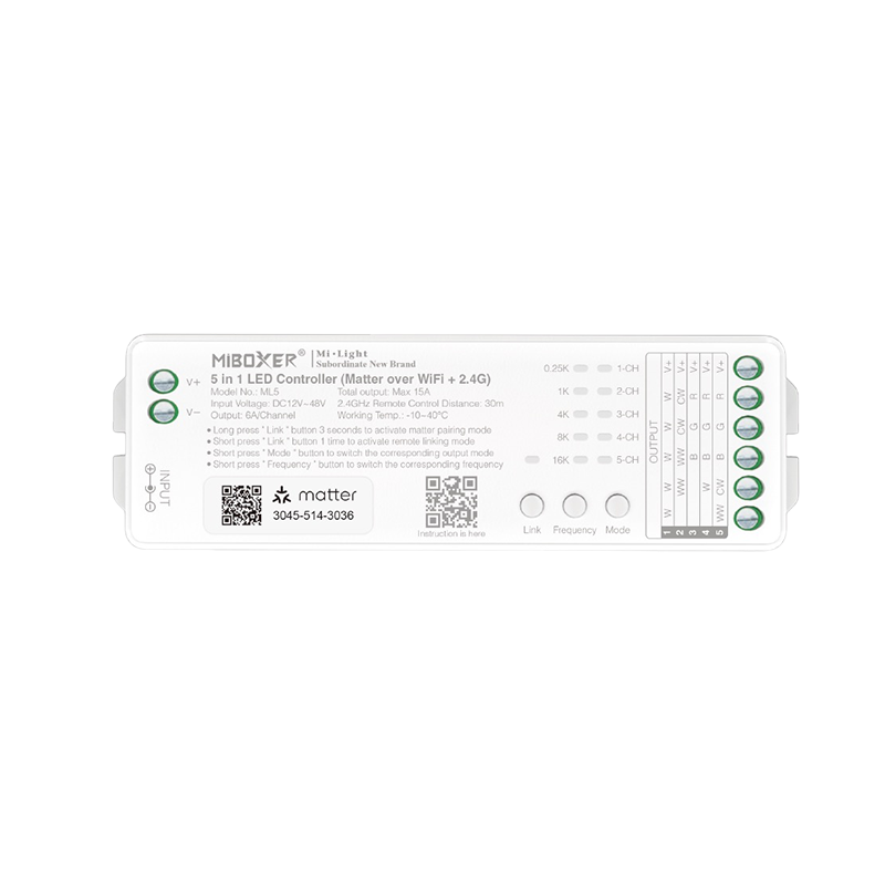 Mi-Light 5-in-1 LED Strip Controller Matter | 12-48V | 15A