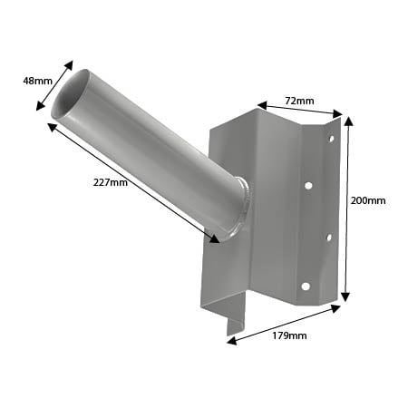 MDRLED® Muursteun Ø48mm 20cm | 105° | Grijs | Metaal