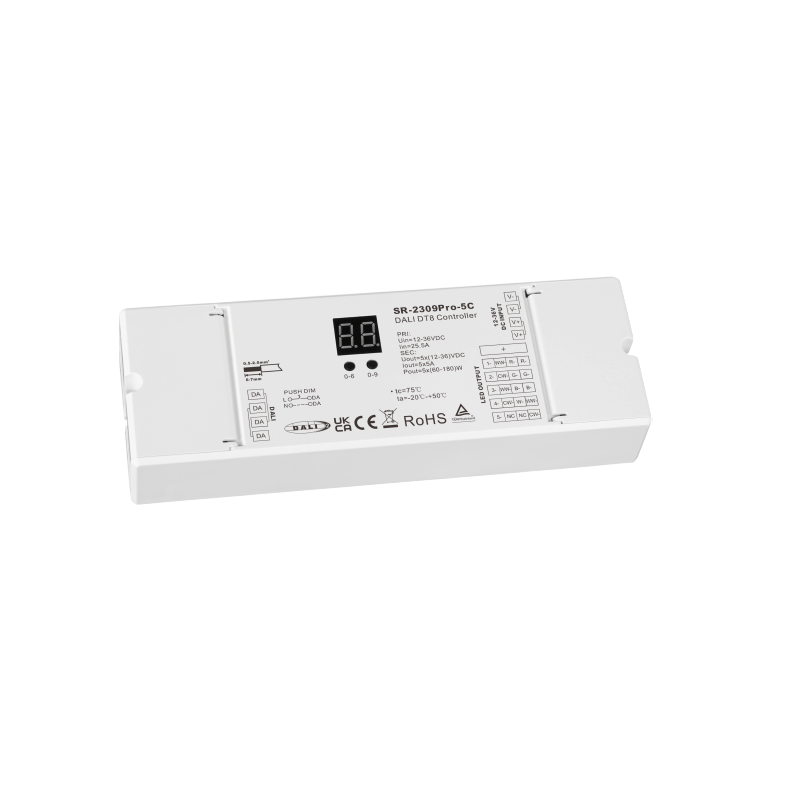 Sunricher DALI DT8 Dimmer 5-Kanaals 12-48V SR-2309PRO-5C