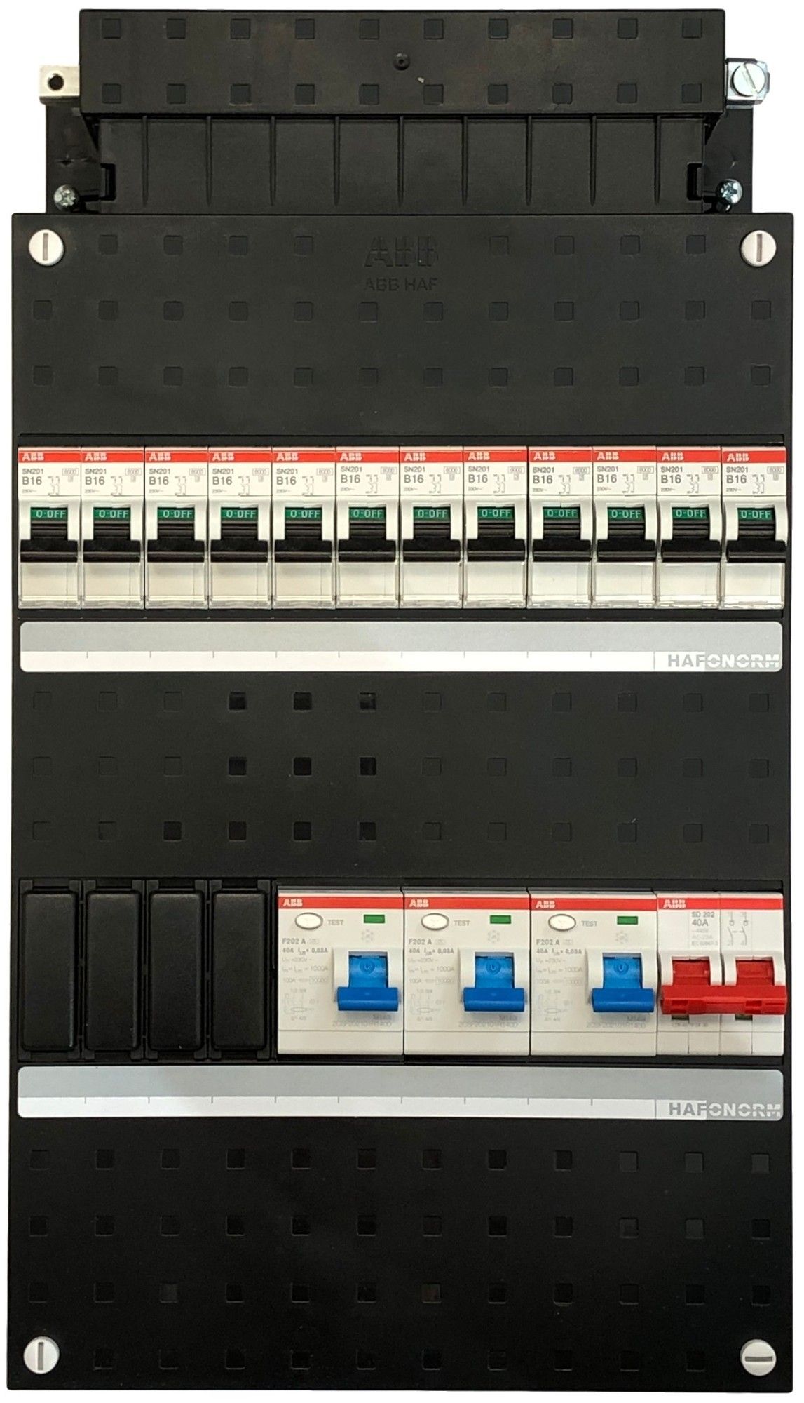 ABB Groepenkast 12 Groepen – 3 Aardlekschakelaars – 2-Polige Hoofdschakelaar – Compleet Bedraad – 1-Fase