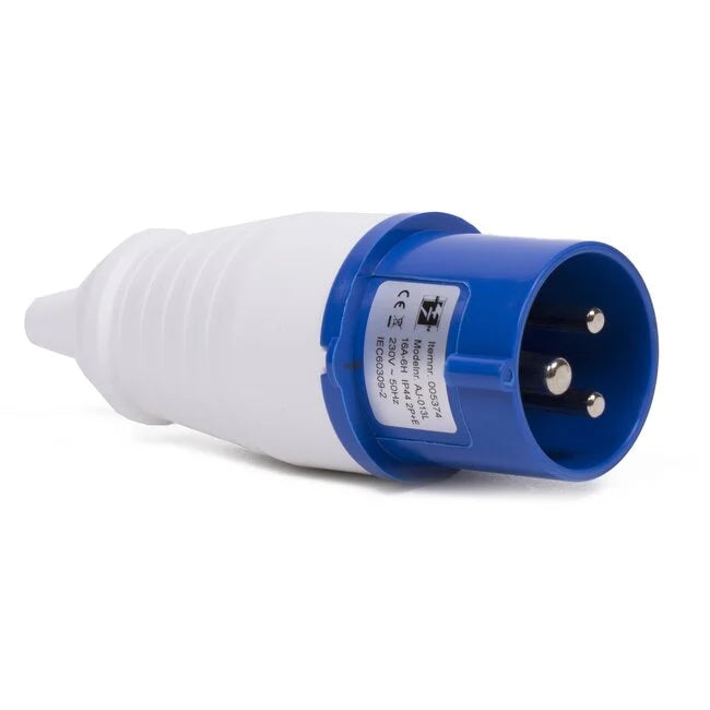 Camping CEE Stecker 3 polig 16A blau 230V 6H 16A IP44 MDRLED