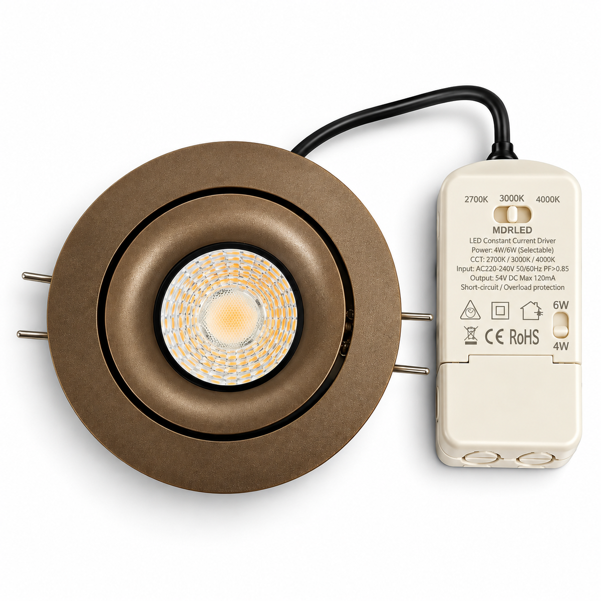 LED Inbouwspot Donkerbrons 4/6W CCT | CRI >98