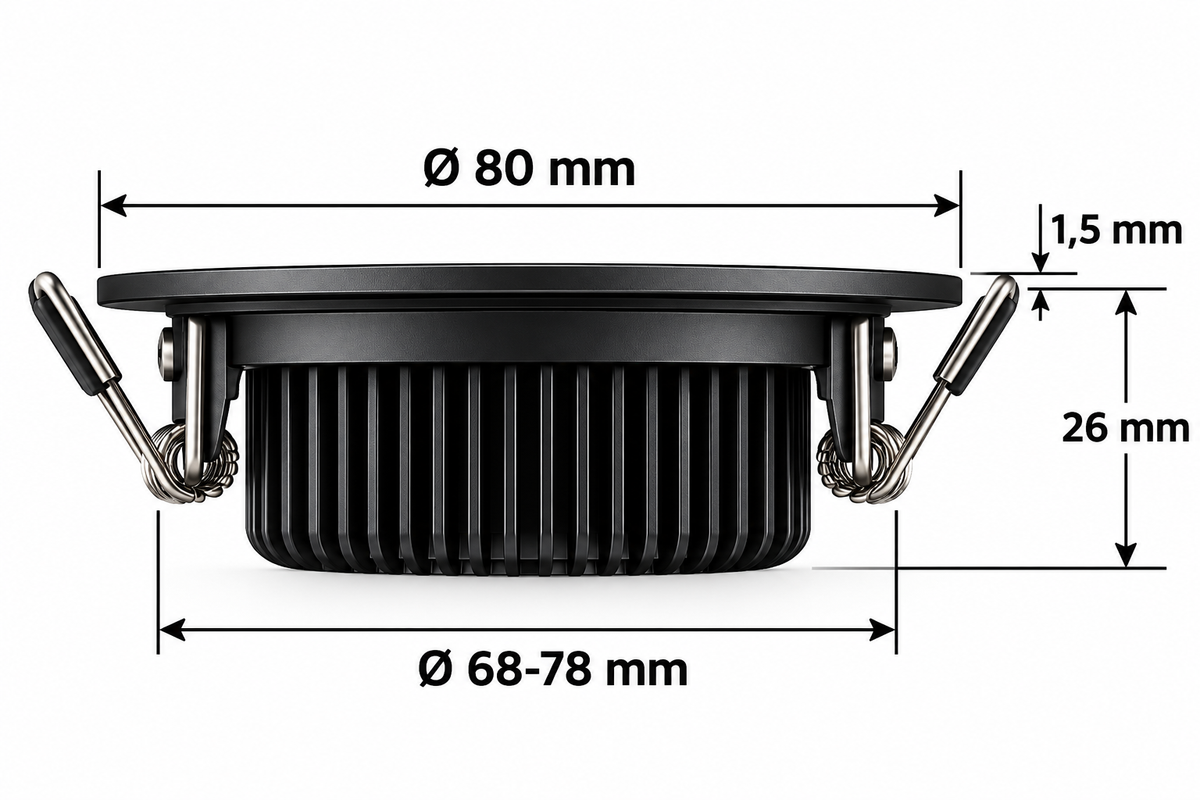 LED inbouwspot Slim-Fit | Ø68-78mm | 5W | Dim2Warm | Zwart