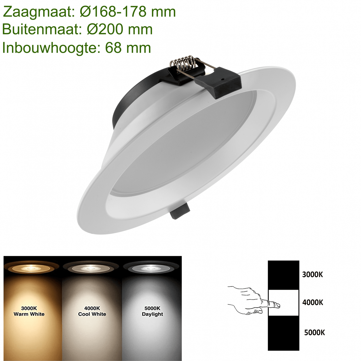 LED DOWNLIGHT | Ginevra| CCT-SWITCH | Ø170 | 15W