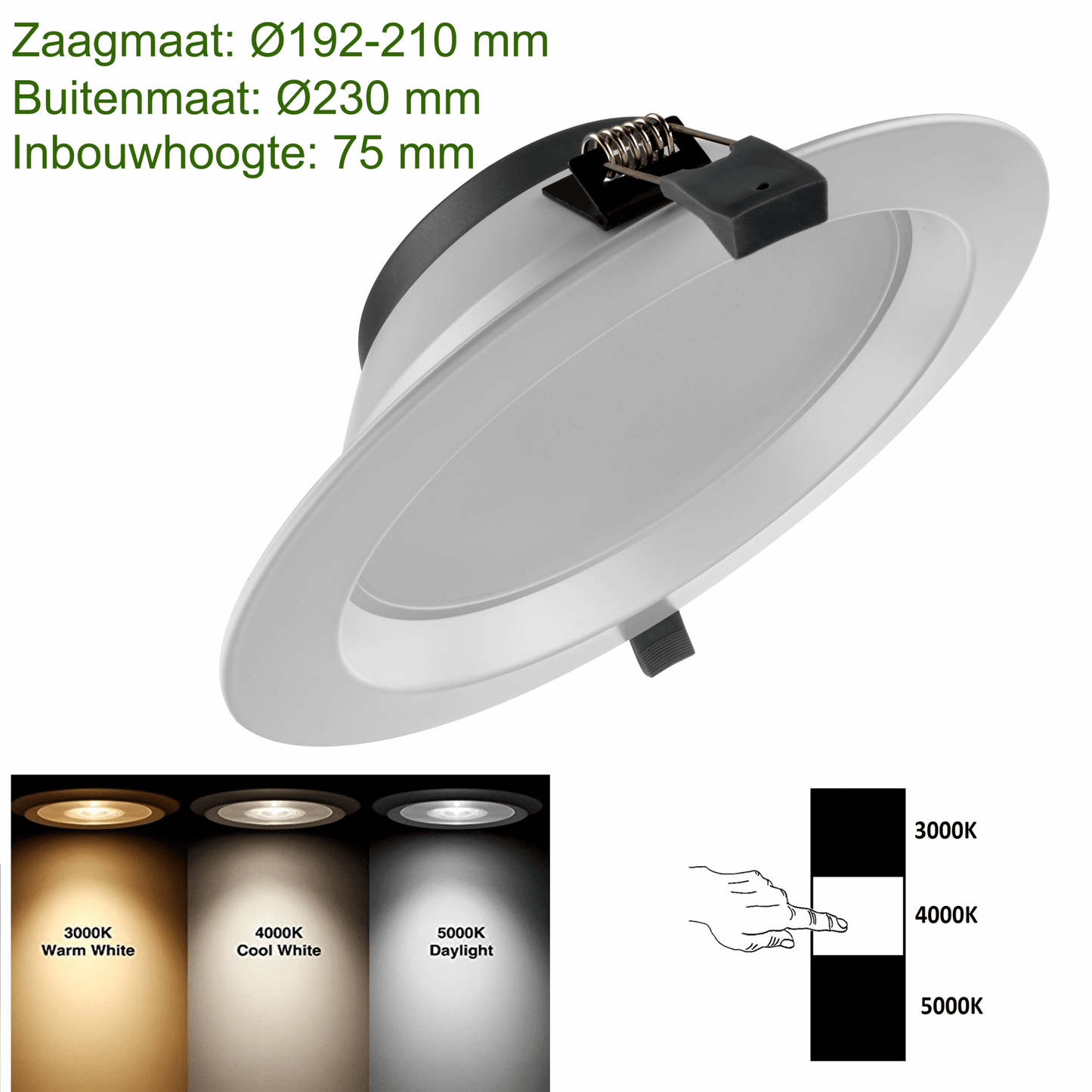 LED DOWNLIGHT | Ginevra| CCT-SWITCH | Ø195 | 19W