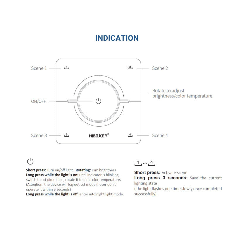 MI-LIGHT AFSTANDSBEDIENING CCT ZWART