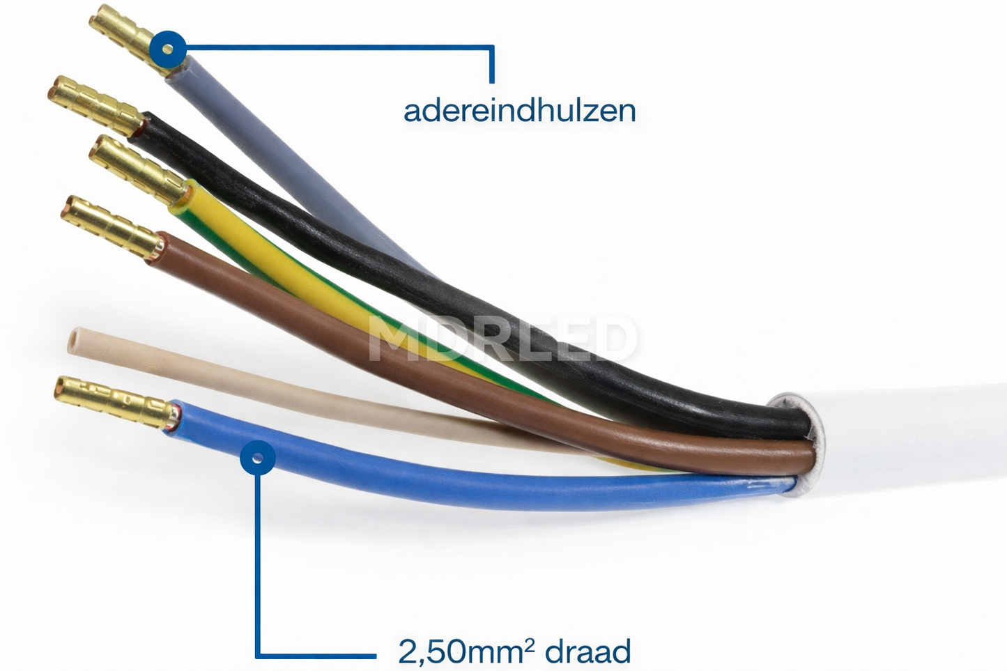 Perilex-Anschlusskabel für Backofen und Herdplatten 5x2,5mm. 3-5-10 Meter MDR LED®