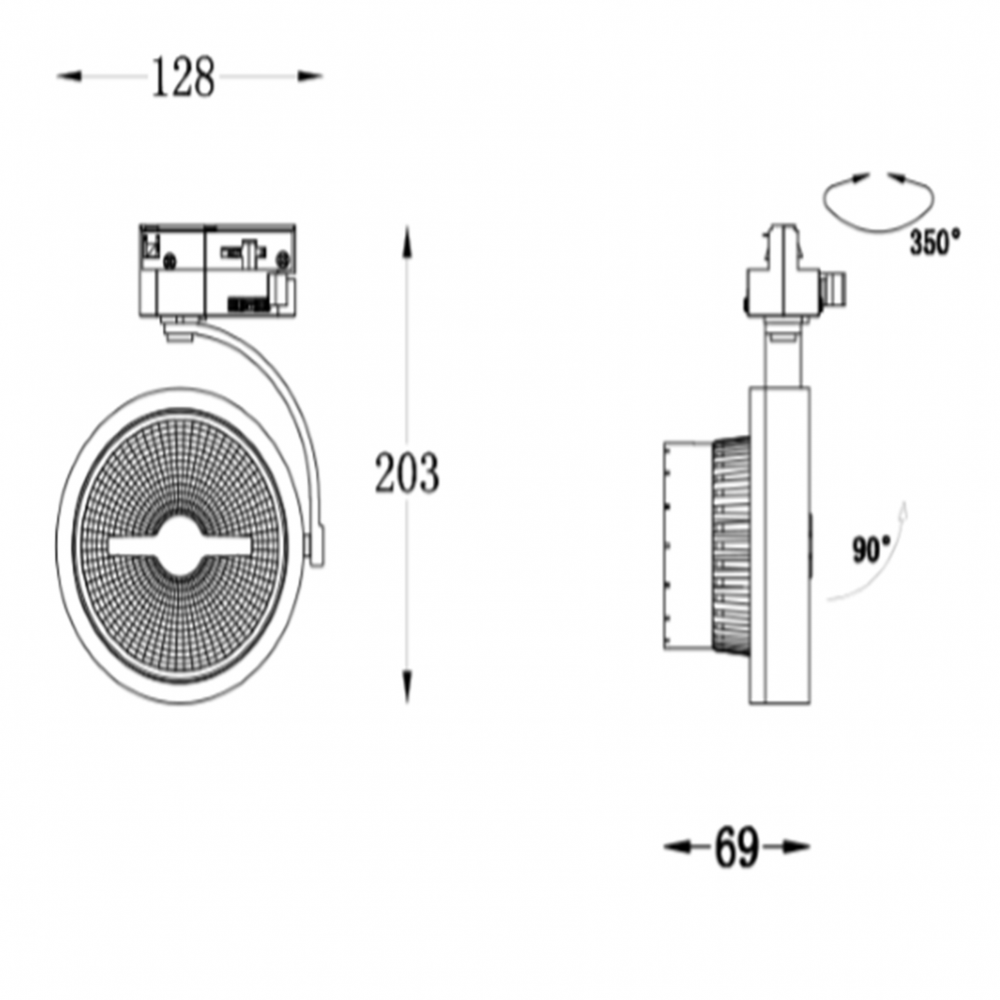 3-Phasen-Schienenstrahler 15W Weiß Dimmbar 2700K-4000K MDRLED