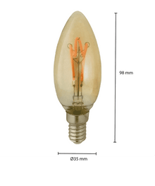 LED-Filament E14 Kerzenlampe - Dimmbar, Bernstein, 4W, 2200K MDRLED®