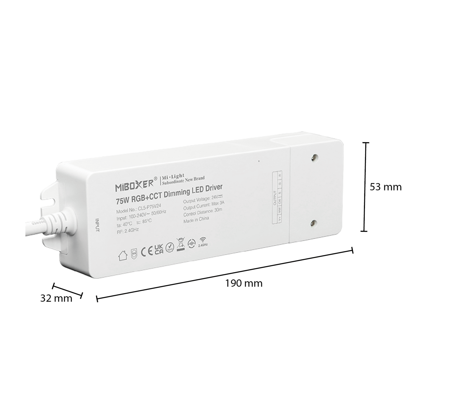 MI-LIGHT-TREIBER 24 V 75 W RGB+CCT MDRLED®