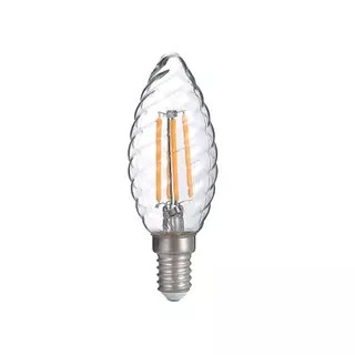 Żarówka LED Filament E14 w kształcie świecy z żebrami - ściemnialna, przezroczysta 2 W, 2400 K iMDRLED®