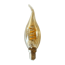 LED-Filament-E14-Kerzenlampe – stimmungsvoll, dimmbar, 2 W, 2400 K, Bernsteinglas.