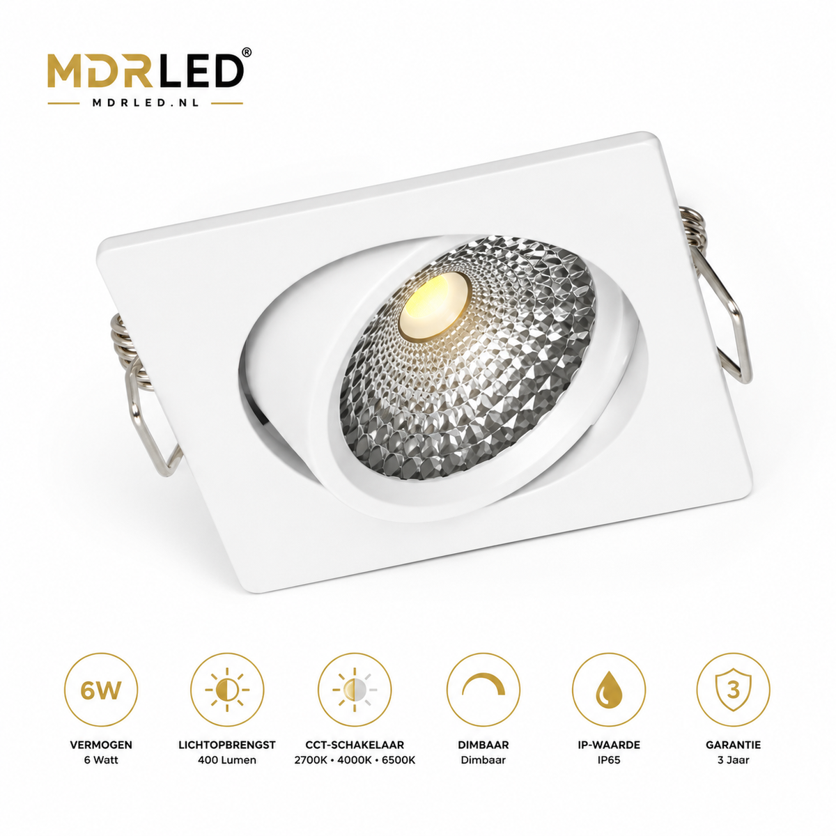 MDRLED® Slim-Fit LED Inbouwspot 6W | CCT | Dimbaar | IP65