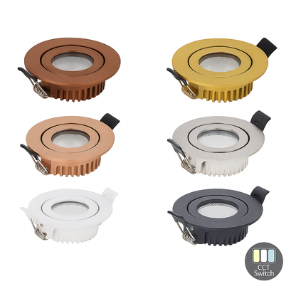 LED Inbouwspot LUNA 6W  Dimbaar  Messing  CCT-Switch  IP65