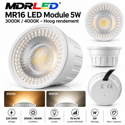 MR16 LED Module 5W 3000K/4000K – Hoog rendement  MDRLED®