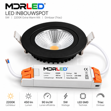 OPRAWA REFLEKTOROWA LED WPUSZCZANA MDRLED SLIM-FIT 5W ŚCIEMNIANA 2200K CZARNY MDRLED® 
