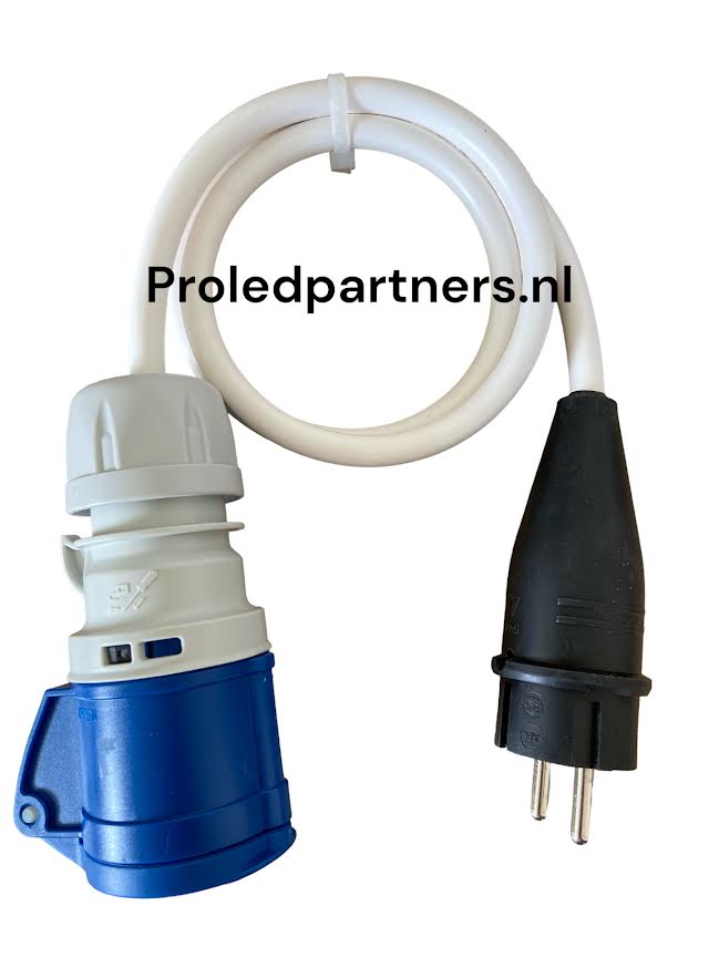 Proledpartners CEE Pro verloopstekker - camping verloop - 3x2.5mm 1 meter ..stekker naar Cee contra..