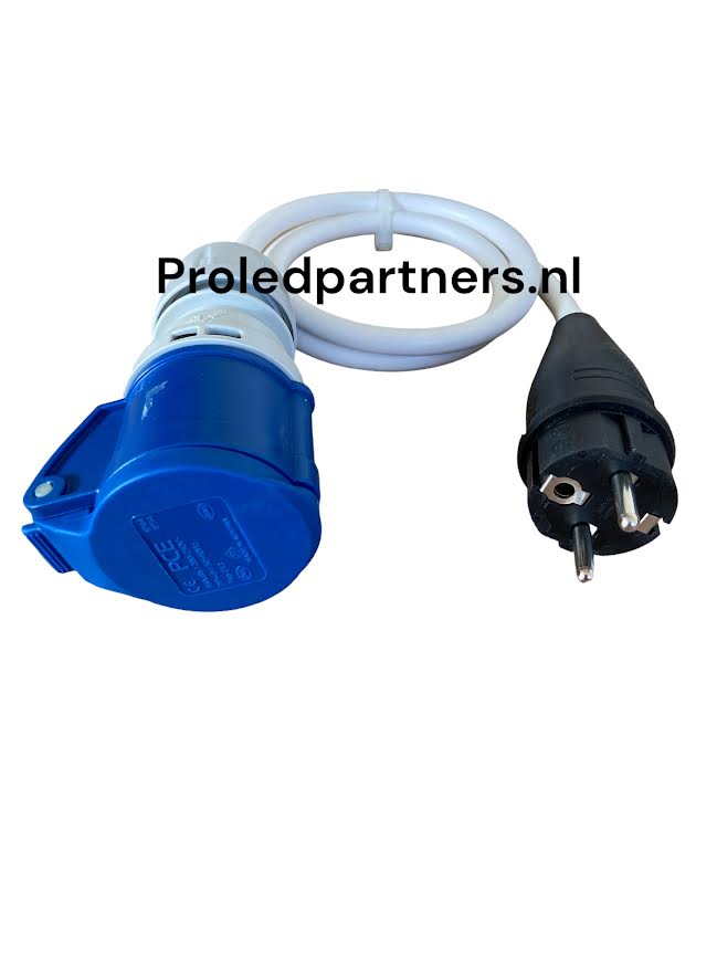 Proledpartners CEE Pro verloopstekker - camping verloop - 3x2.5mm 1 meter ..stekker naar Cee contra..