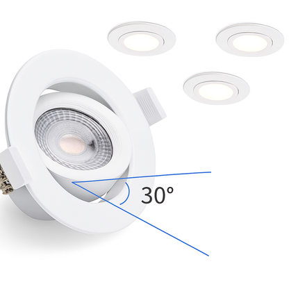 Reflektor wpuszczany LED BIAŁY Ściemnialny 6W - Zestaw 4 sztuk 3000K Wbudowany sterownik z możliwością pochylenia MDRLED®