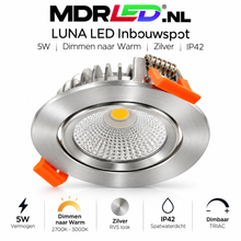 LED-Einbaustrahler Luna Slim-Fit 5W Dimmbar Warmsilber MDRLED®