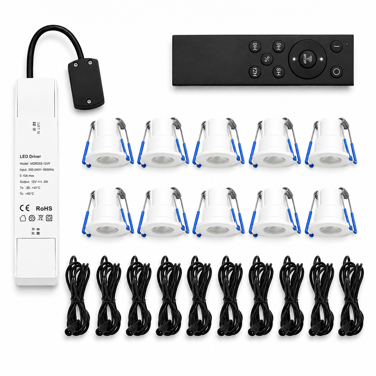 MDRLED® LED Inbouwspots 3W | 10 Stuks | 2700K | IP65