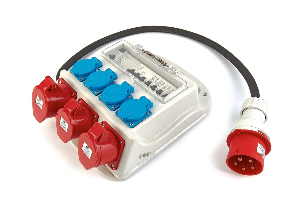 3x 400V & 4x 230V Verdeelblok IP44 – Krachtstroom met Randaarde (32A)