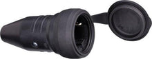 Kontraststecker, Schutzkontakt, Gummi, 10/16 A, Schwarz mit Steckerverriegelung MDRLED®
