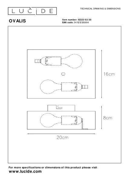 Lucide OVALIS - Wandlamp - 2xE14 - Zwart MDRLED